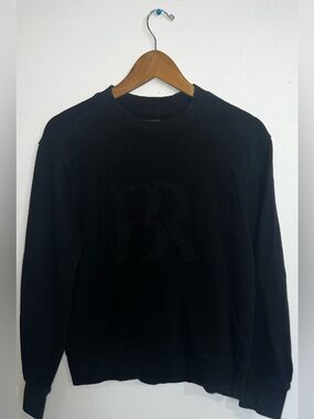 Banana Republic Black Men's Crewneck Sweater with Subtle BR Logo